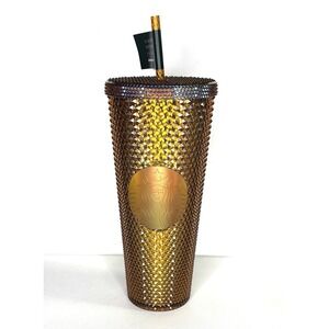 Starbucks Tumbler 50th Anniversary Gold Studded Limited Edition 24 Oz